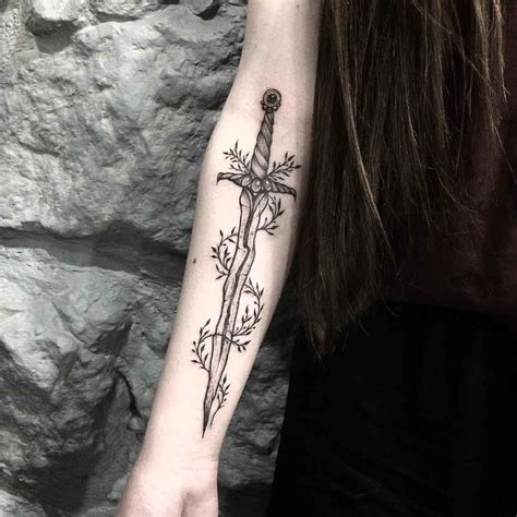 Natural Dagger Tattoo on Arm - Best Tattoo Ideas Gallery