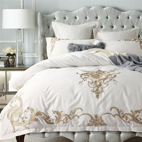 White and Gold Luxury Glam Bedding Sets for Bedroom