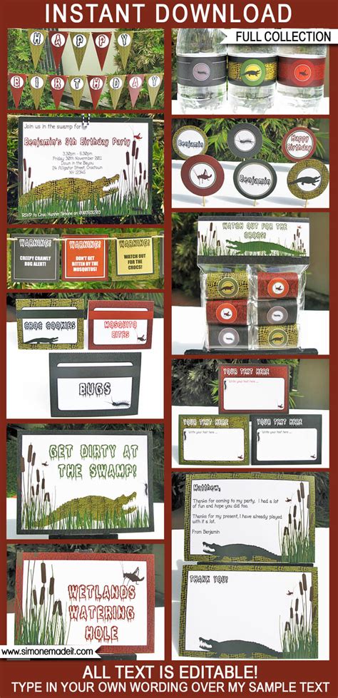 Swamp Party Printables, Invitations & Decorations