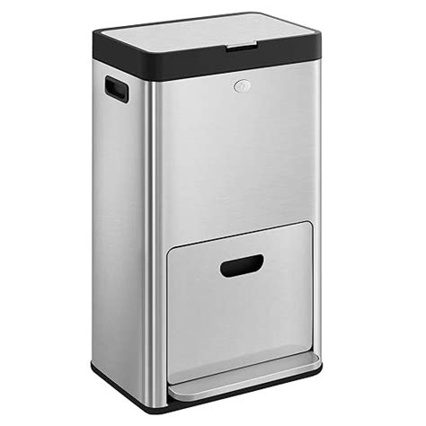 SONGMICS Kitchen Bin 2 X 17L And 26L Volumes 3 Compartment Bin For