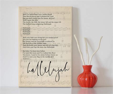 Amazon.com: Hallelujah Song Lyrics Sheet Music - Portrait Gallery ...