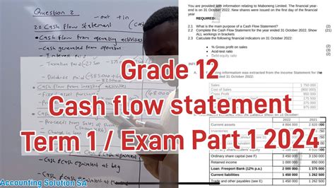 Grade 12 Accounting Cash Flow Statement Term 1 2024 Youtube