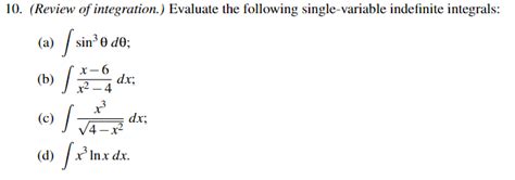 Solved Review Of Integration ﻿evaluate The Following