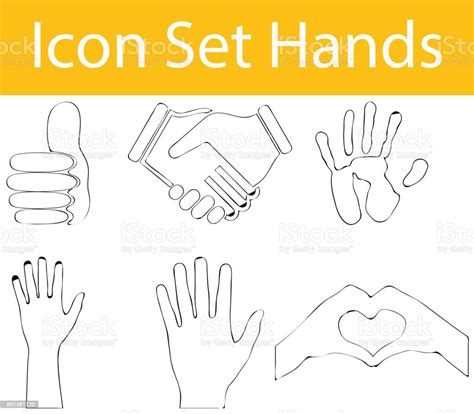 Drawn Doodle Lined Icon Set Hands I Stock Illustration Download Image