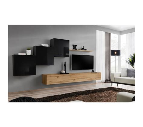 Meuble Tv Mural Design Switch X Cm Noir Et Naturel Etag Re