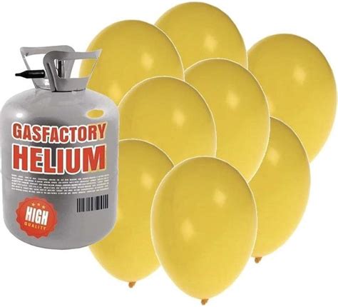 Helium Tank Met 30 Gele Ballonnen Geel Heliumgas Met Ballonnen Voor