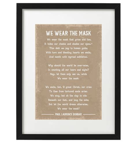 Paul Laurence Dunbar We Wear the Mask Poem Art Print - Etsy UK