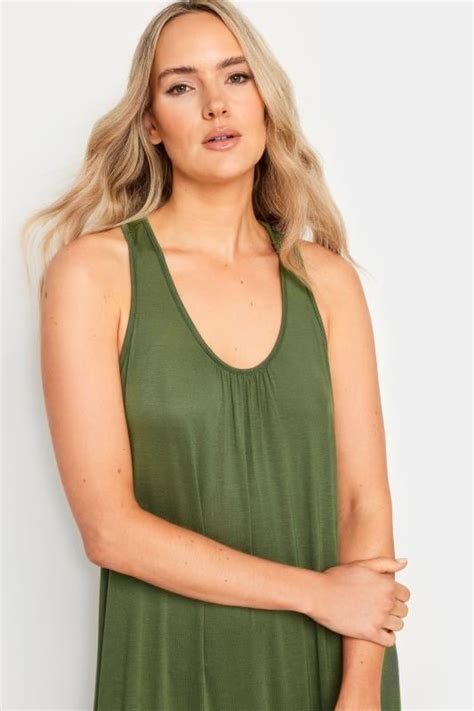 LTS Tall Women S Khaki Green Racer Back Maxi Dress Long Tall Sally