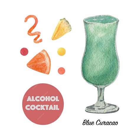 Premium Vector Watercolor Clipart Of Alcohol Cocktails Blue Curacao