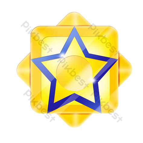 Blue And Yellow Five Pointed Star Badge Png Images Psd Free Download