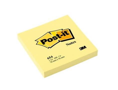 Post It® Notes 654 1cy Canary Yellow 76 X 76 Mm 100 Sheets Pad 72