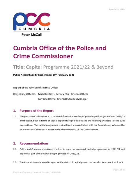 Fillable Online Cumbria Pcc Gov Cumbria Office Of The Police And Fax