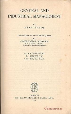 Henri Fayol Industrial And General Administration First Edition Abebooks