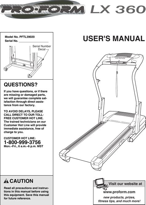 Proform Pftl39020 Lx360 Treadmill Users Manual PFTL39020 189623