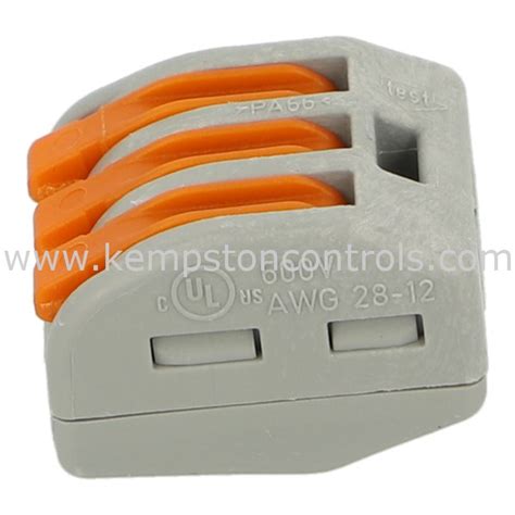 Wago 222 413 Compact Splicing Connector 3 Conductor Terminal Block With Operating Levers Gray