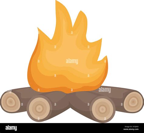 Vibrant Cartoon Campfire Illustration With Logs And Flames In A Natural