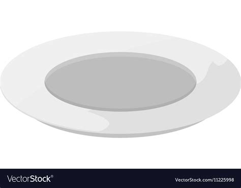 Empty Plate Isolated On White Round Dinner Vector Image