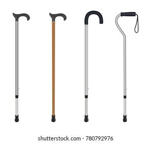 Set Walking Sticks Crutches Telescopic Metal Stock Vector Royalty Free