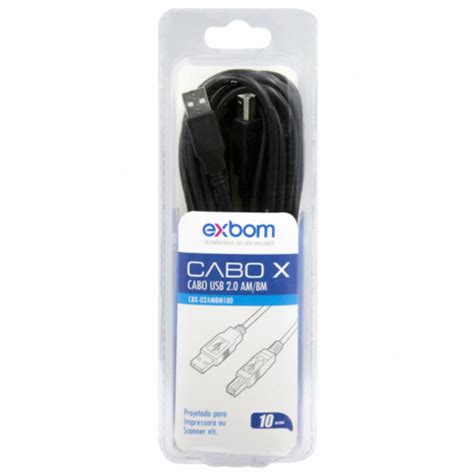 Cabo Usb 2 0 Para Impressora AM BM Filtro 10 Metros No Blister