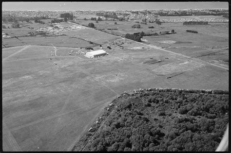 Aerial view of the Tauranga Airport showing outlined the location for ...