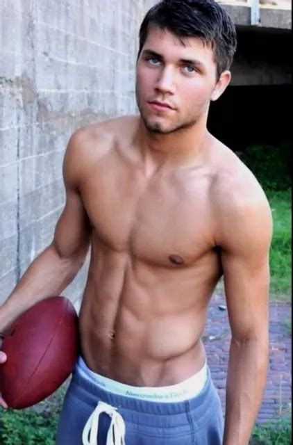 Shirtless Male Beefcake Jock Muscular Athlete Football Hunk Sport Photo