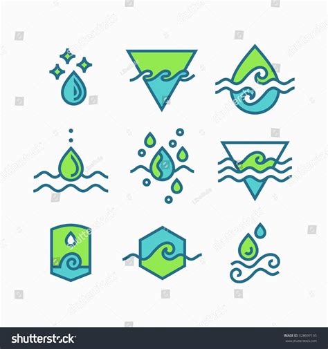 Vector Line Set Water Symbols Outline Stock Vector (Royalty Free ...