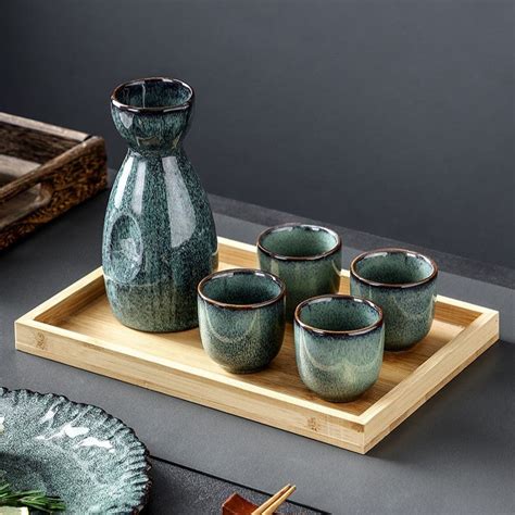 Sake Bottle and Cup Set [Green Mist] – Sake Oni