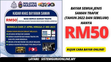 Diskaun Khas Bayar Saman PDRM Semua Hanya Bayar RM50