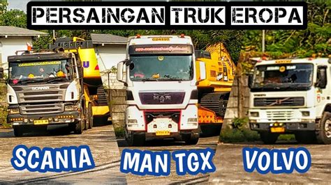 Konvoi Truk Eropa Muatan Alat Berat Komatsu Pc Hybrid Sampai Bikin