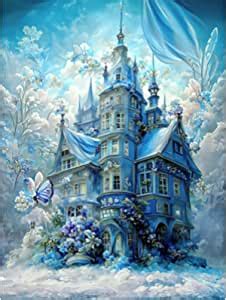 Qenspe Blue Castle Diamond Painting Kits For Adults Fantasy Landscape