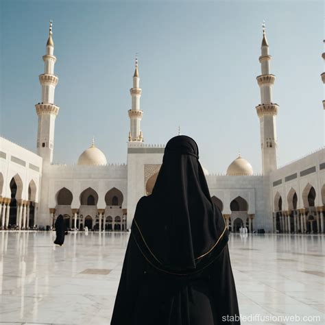 Muslim Woman Facing Mecca Mosque Stable Diffusion Online