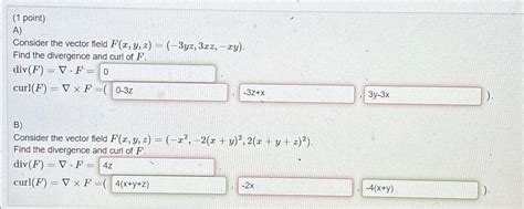 Solved 1 ﻿point A Consider The Vector Field