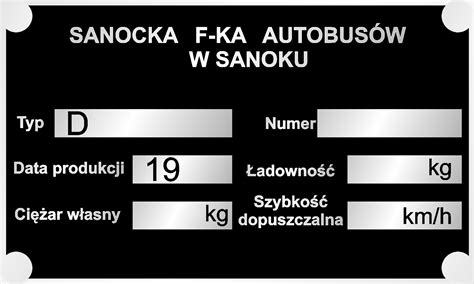 Tabliczka znamionowa Autosan każda marka przyczepa 0 za 30 zł z