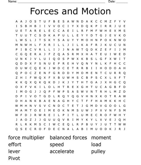 Forces And Motion Word Search WordMint