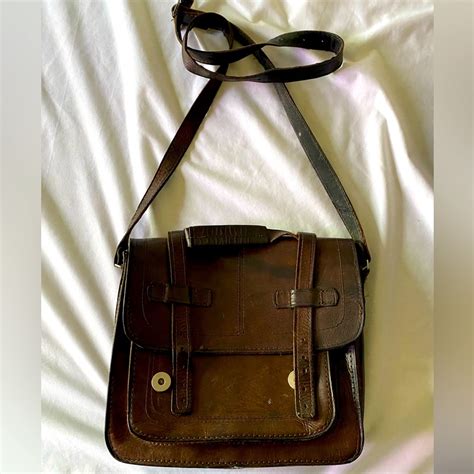 Dark Brown Leather Messenger Satchel With Shoulder St Gem