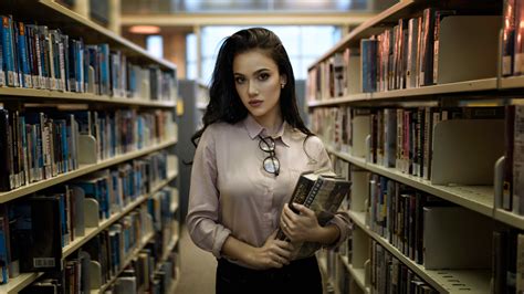 1366x768 Women With Books In Library Laptop HD ,HD 4k Wallpapers,Images ...