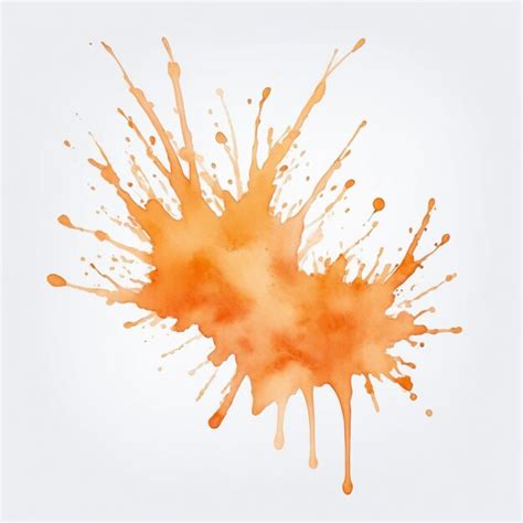 Single Soft Orange Watercolor Splash On White Background Premium Ai