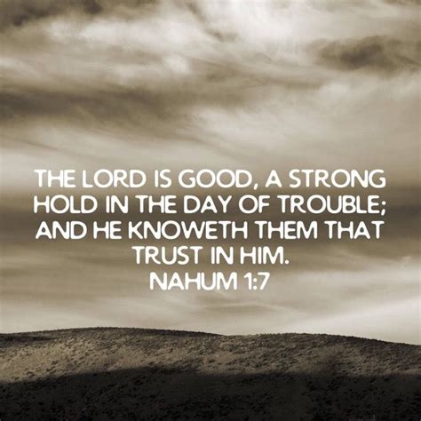 Nahum The Lord Is Good A Strong Hold In The Day Of Trouble And He