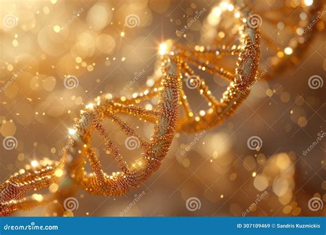 Double Helix DNA Strands On A Gold Generative AI Stock Illustration