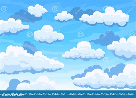 Cielo Nublado Fondo De Caricatura Con Cielo Azul De Verano Y Nubes De