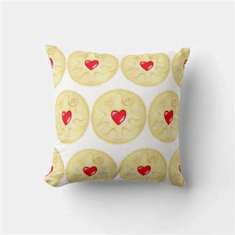 Jammie Dodger Biscuit Pattern Throw Cushion Zazzle