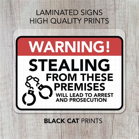 Warning Signs Against Stealing /No Stealing / No Shoplifting Sign ...