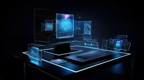 Premium AI Image | Hologram of a computer monitor with holographic 3D ...