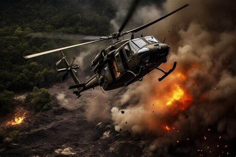 Premium AI Image | Military helicopter battle scene war army conflict ...