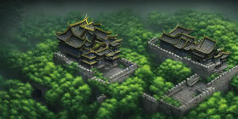 Giant Ancient Chinese Castle In An Forest With Some Stable Diffusion