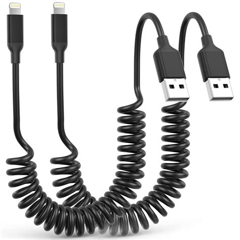 Acecene Spiralkabel USB Lightning Kabel 2 Pack Kurz IPhone Ladekabel