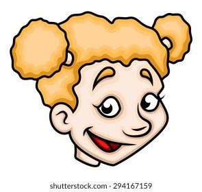 Smiling Cartoon Girl Face Stock Vector (Royalty Free) 294191624