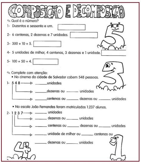 Atividades De Composição E Decomposição SÓ Escola