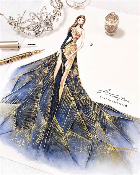 Drawings Of Lavish Flowing Dress Designs Illustration Mode Kleid