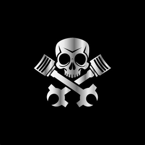 Premium Vector Skull With Crossed Pistons And Hammer Vector